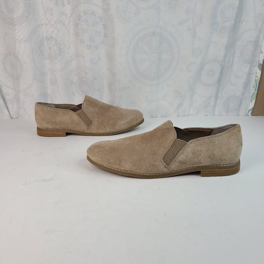 Franco Sarto Pardon tan suede leather slip-on loafers women's size 10